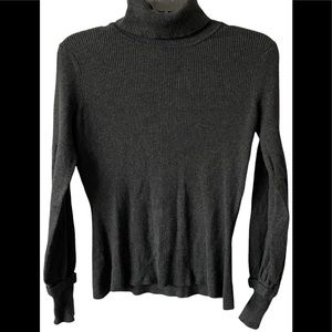 Alfani Juniors Ribbed Pleated Turtleneck Pullover Sweater S Gray Long Sleeves